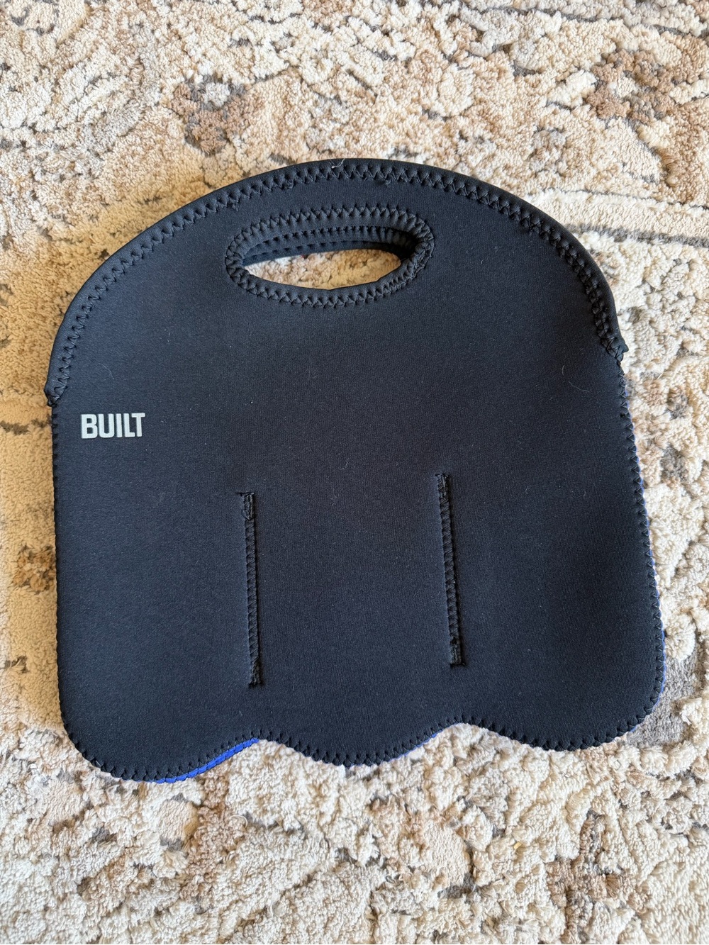 BUILT Black Neoprene Insulated Lunch Tote with Carry Handle for bottles / cans
